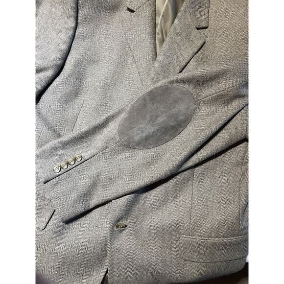 Andrew Fezza 44R Men Taupe Beige Herringbone Silk Tweed Blazer Sport Coat Jacket - Picture 2 of 15